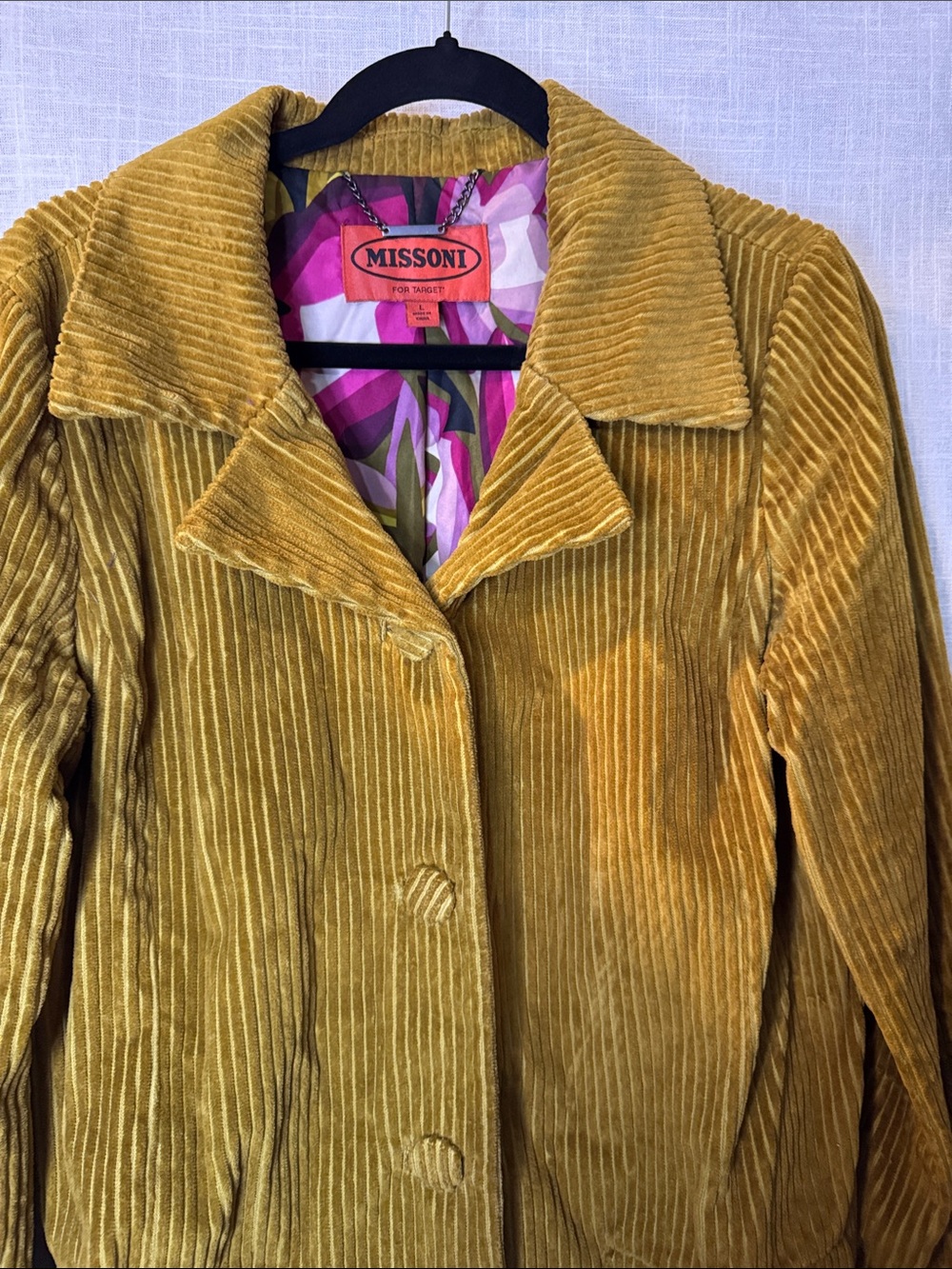 Missoni Olive-Mustard Corduroy Trench Coat - Picture 2 of 7